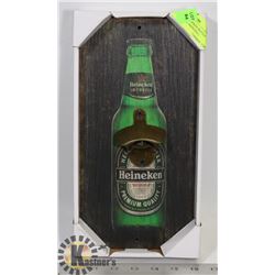 NEW WOOD HEINEKEN BOTTLE OPENER ( WALL HANGING )