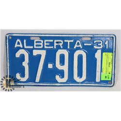 ALBERTA LICENCE PLATE FROM 1931