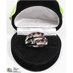 PAIR OF WOMEN NATURAL GARNET RING -ADJUSTABLE SIZE