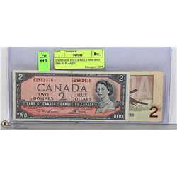 2 VINTAGE DOLLAR BILLS 1954 AND 1986 IN PLASTIC