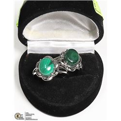 PAIR OF WOMEN NATURAL MALACHITE  RING