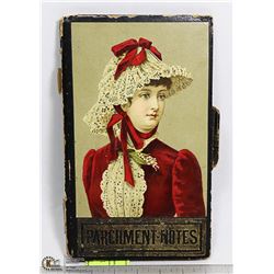ANTIQUE 1800S PARCHMENT NOTE PAD