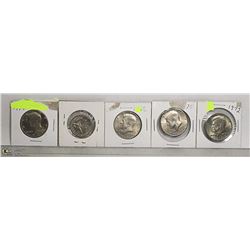 5 PCS OF US 1/4 AND 1/2 DOLLARS