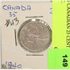 Image 1 : 1940 CANADIAN 25 CENT COIN, IN EXC.