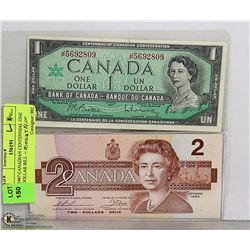 1967 CANADIAN CENTENNIAL ONE DOLLAR BILL