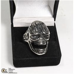 NEW MEN'S METAL SKULL FACE RING - SIZE 11 -