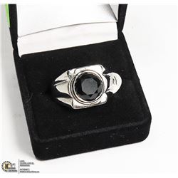 NEW MEN'S RING WITH BLACK STONE -