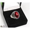 Image 1 : NEW MEN'S RING WITH RED STONE - SIZE 9 -