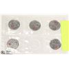 Image 1 : SET OF 5 CANADIAN QUARTERS