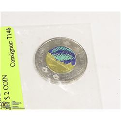 GLOW IN THE DARK NORTHERN LIGHTS 2017 $ 2 COIN