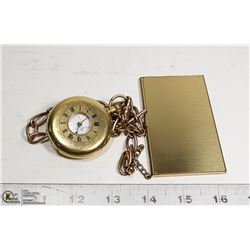 ANTIQUE GOLD POCKET WATCH WITH CARD HOLDER