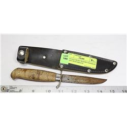VINTAGE FROST WOODEN HANDLED KNIFE WITH SHEATH