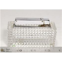 VINTAGE ROWENTA TABLETOP CARVED GLASS  LIGHTER