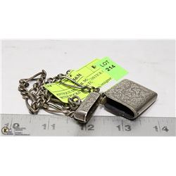 ANTIQUE SILVER MATCHSTICK CASE WITH POCKET WATCH