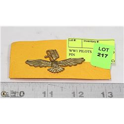 WW1 PILOTS WINGS AND CROWN PIN
