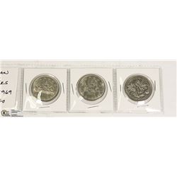 1968, 1969, 1970 CANADIAN SILVER DOLLARS- SET OF