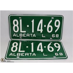 PAIR OF 1968 LICENSE PLATES NEW NEVER USED.