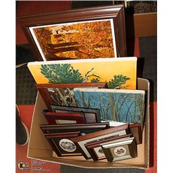 BOX OF ESTATE 4-PC WOOD FRAMED PICTURE