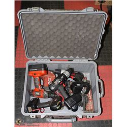 LARGE PELICAN CASE WITH 6 POWER DRILLS
