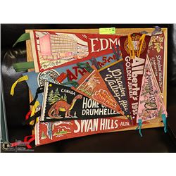 LOT OF 9 VINTAGE COLLECTIBLE WALL PENNANTS 24" X