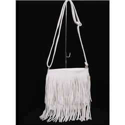 WHITE BOHO FRINGED PURSE
