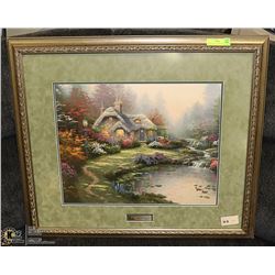"EVERETTE'S COTTAGE" BY THOMAS KINKADE 30" X 27".