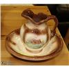 Image 1 : VINTAGE CERAMIC BASIN AND JUG 8" TALL