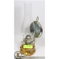 ANTIQUE GLASS WALL-HANGING OIL LAMP