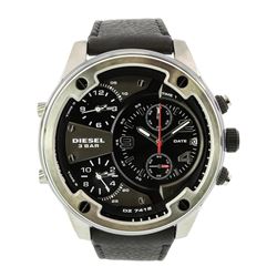 NEW DIESEL 3 SUBDIALS 56MM LEATHER BAND MSRP $540