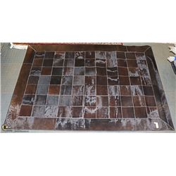 FAUX HIDE CHOCOLATE TONED RUG/WALL ART. 74" X 52"