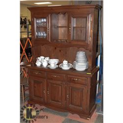 SOLID WOOD 2PC CHINA CABINET, 51 X 18 X 74