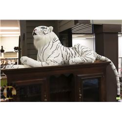 WHITE SIBERIAN TIGER STUFFED ANIMAL. 4' X 2'.