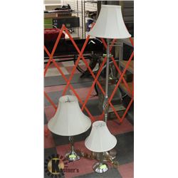 SET OF 3 MATCHING BRUSHED NICKEL LAMPS -
