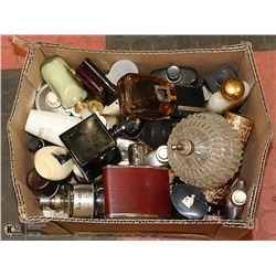 BOX OF ESTATE COLOGNES AND PERFUMES.