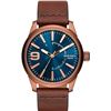 Image 1 : NEW DIESEL BLUE DIAL/BROWN LEATHER BAND MSRP $269