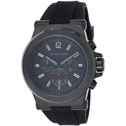 NEW MICHAEL KORS BLACKDIAL SILICONE STRAP MSRP$349