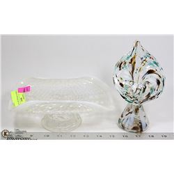 PAIR OF VINTAGE ART GLASS PIECES