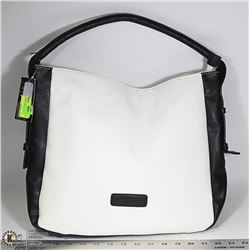 WHITE ON BLACK LADIES PURSE