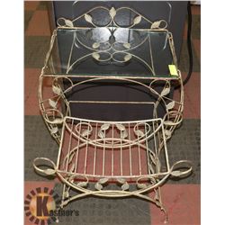 DECORATIVE TABLE AND BENCH 30" HIGH.