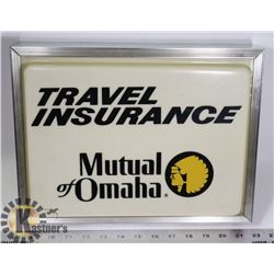 VINTAGE MUTUAL OF OMAHA SIGN WITH INDIAN CHIEF