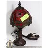 Image 1 : TIFFANY STYLE RED DESK LAMP WORKS STAINED GLASS