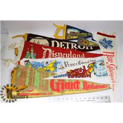 LOT OF 8 VINTAGE COLLECTIBLE PENNANTS