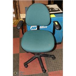 TURQUOISE ROLLING SWIVEL OFFICE CHAIR WITH ARMS