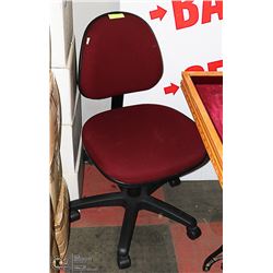 BURGUNDY ROLLING SWIVEL STENO CHAIR
