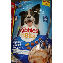 TWO 18KG BAGS OF KIBBLES AND BITS SAVOURY CHICKEN