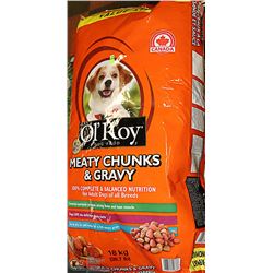 FIVE 18KG BAGS OF OL' ROY MEATY CHUNKS AND GRAVY