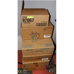 BOX OF 132 NEW HEAVY DUTY THICK GLASS SPORT MUGS