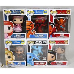 LOT OF 6 ASSORTED DISNEY FUNKO POP FIGURES