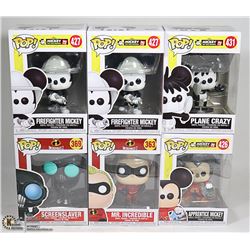 LOT OF 6 ASSORTED DISNEY FUNKO POP FIGURES