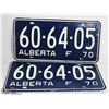 Image 1 : SET OF NEW ALBERTA LICENCE PLATE FROM 1970